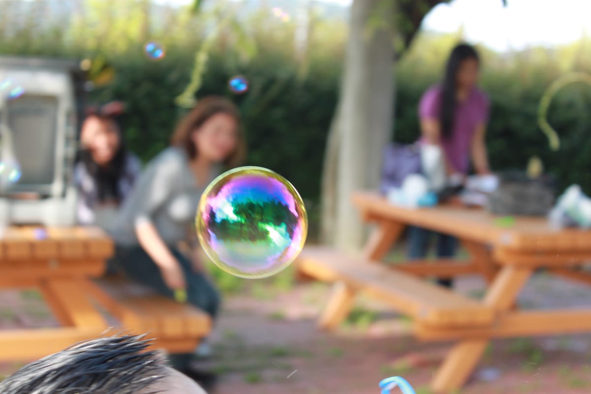 Bubble Machine hire — women enjoying outdoor activity with bubbles | Panda Party Hire Hire bubble machine — women enjoying outdoor activity with bubbles for parties and events in Johannesburg, Sandton and Randburg