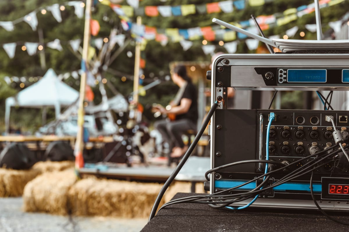 Sound System hire — close up on the back of the sound control panel at | Panda Party Hire Hire sound system — close up on the back of the sound control panel at for parties and events in Johannesburg, Sandton and Randburg