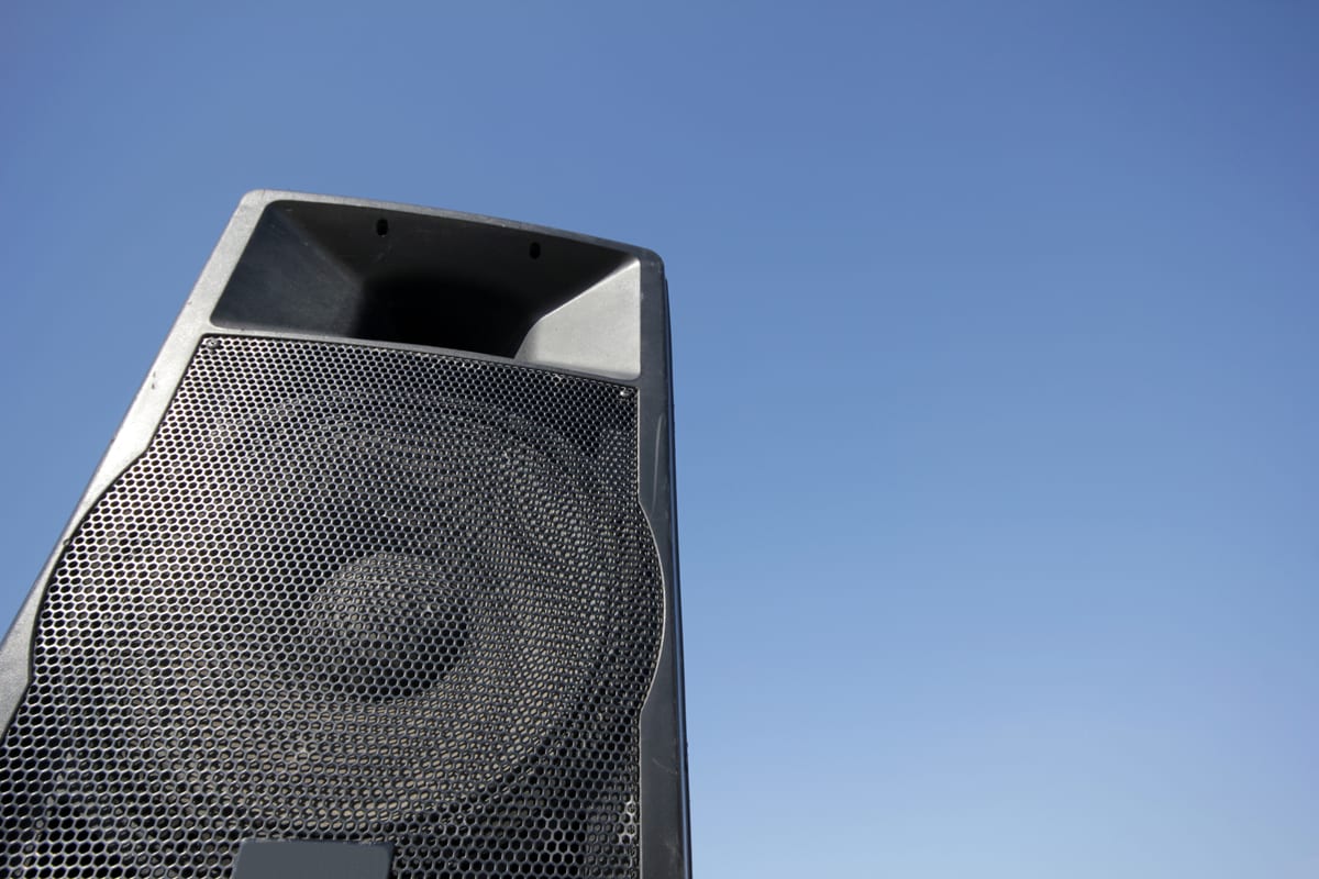 Sound System hire — speaker and blue sky high angle view | Panda Party Hire Hire sound system — speaker and blue sky high angle view for parties and events in Johannesburg, Sandton and Randburg